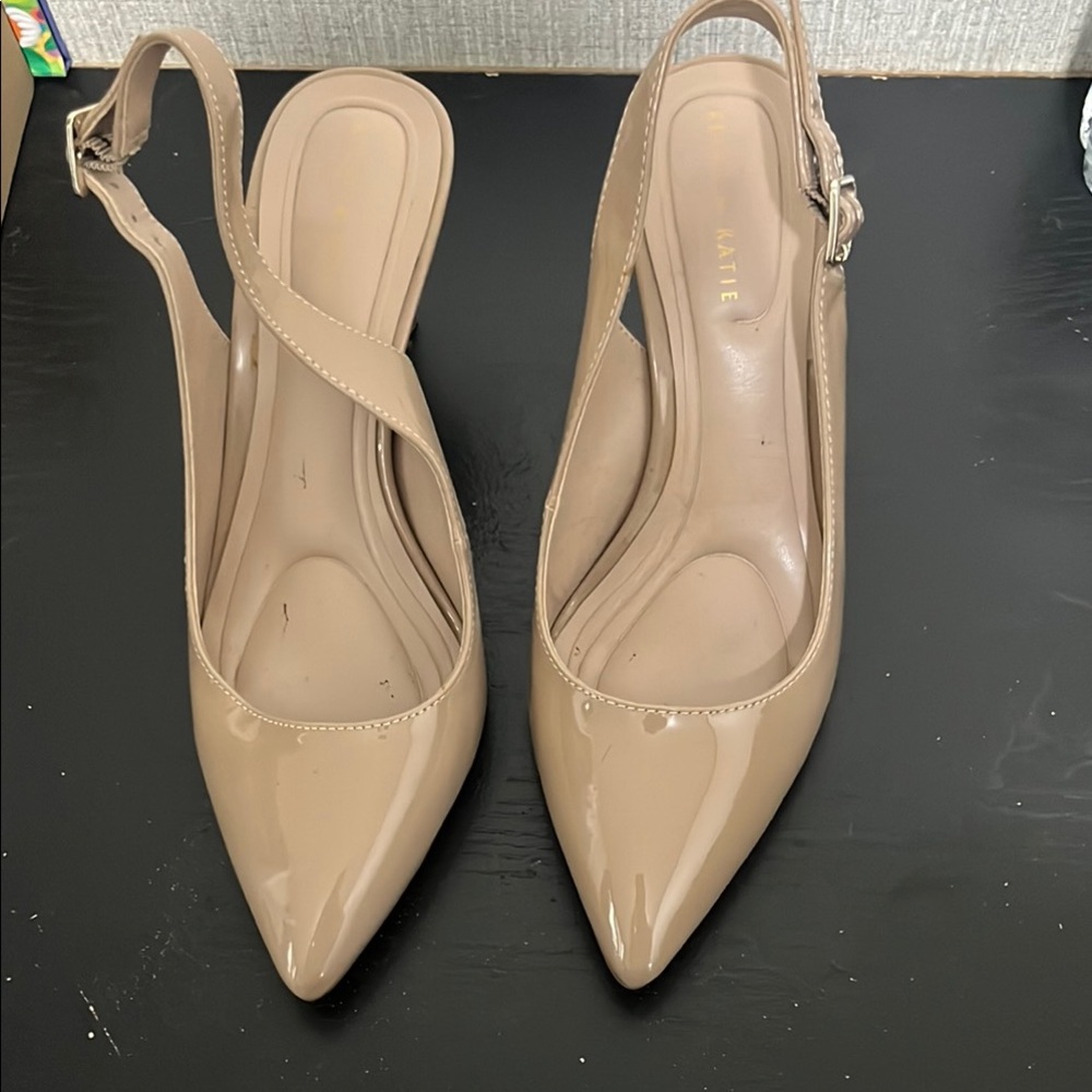 Kelly and Katie  Tan Slingback Heels with Pointed Toe